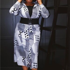 Black and white button down dress